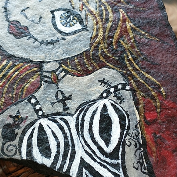 Hand Crafted Other - 🇨🇦 Punk Rock! Goth Girl Hand Painted on Stone